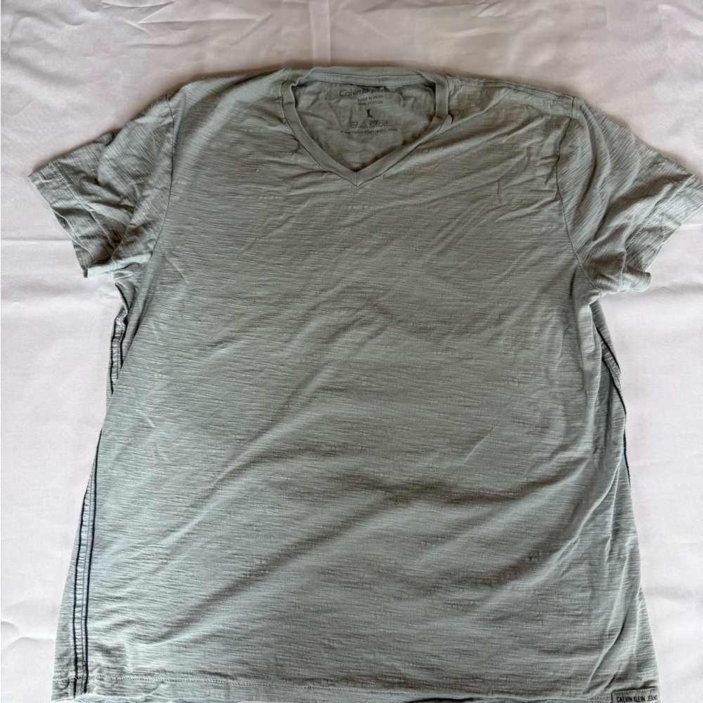 Calvin Klein Jeans Light Green V-Neck Tee